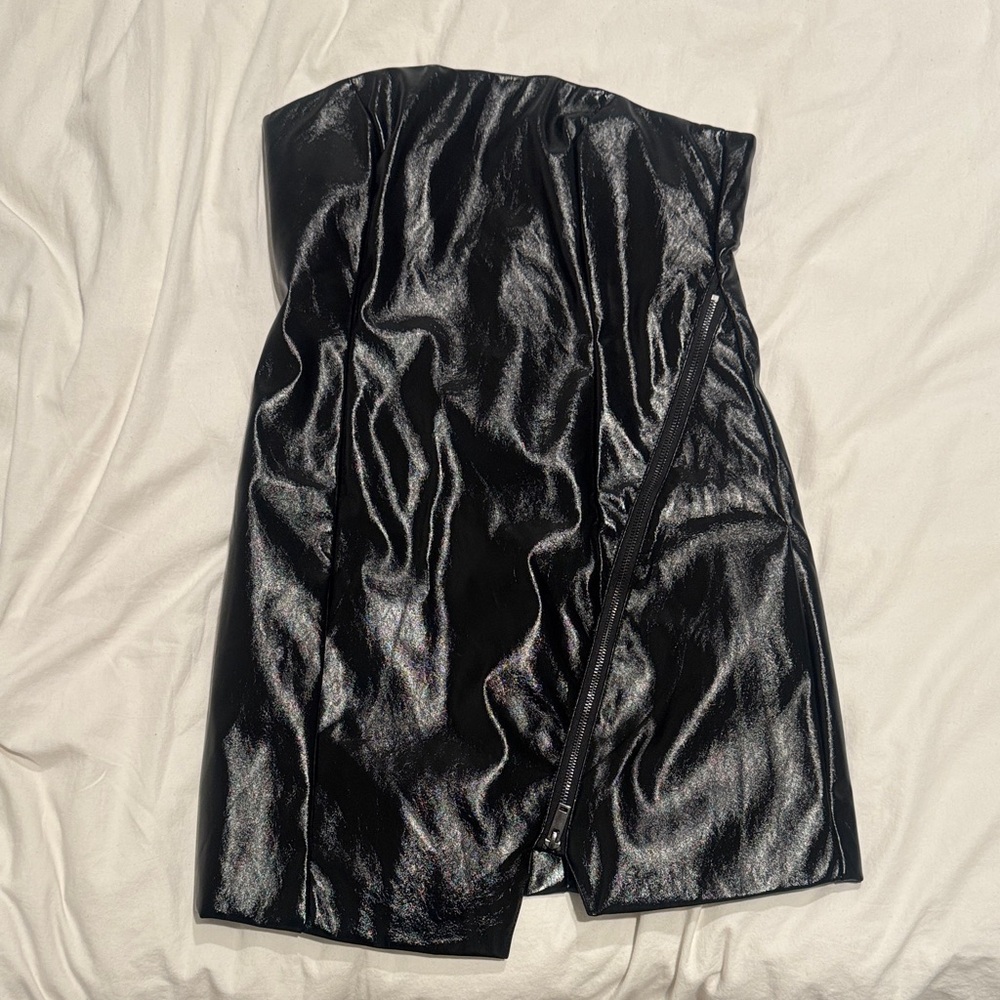Black Strapless Shiny Dress